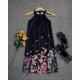 Elegant Floral Print Sleeveless Mini Dress