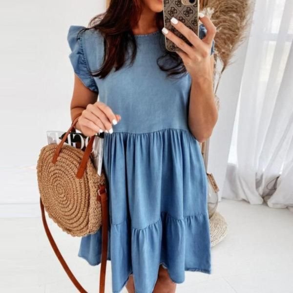 Cute Tiered Gathered Skirt Panel Mini Dress