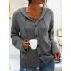 Grey Buttons Hoodie Cardigan