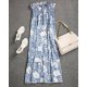 Elegant Print Sleeveless Maxi Dress