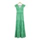 Elegant Green V-Neck Front Hem Slit Maxi Dress