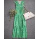 Elegant Green V-Neck Front Hem Slit Maxi Dress