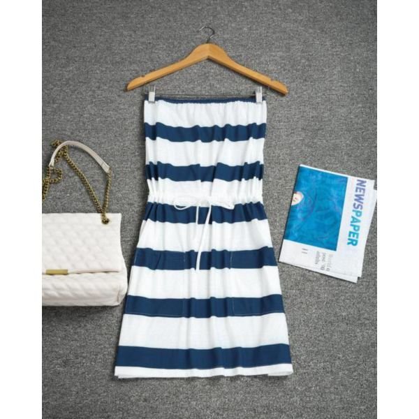 Nautical Nights Strapless Striped Mini Dress