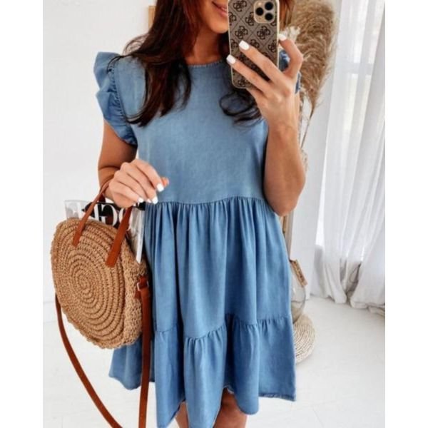 Cute Tiered Gathered Skirt Panel Mini Dress